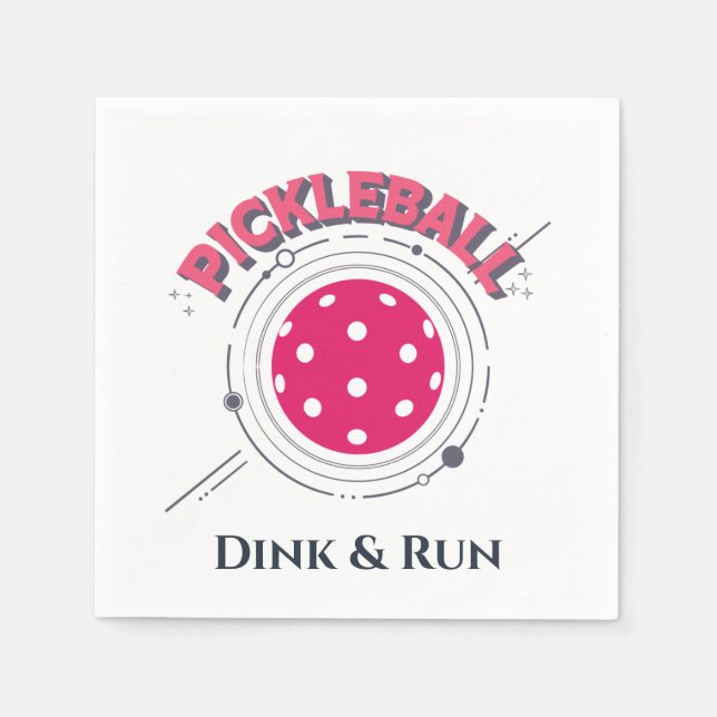 Funny Retro Pink Dink & Run Pickleball Serviette (Vorderseite)