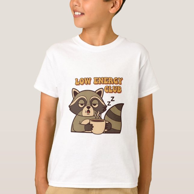 Funny Retro Raccoon Kids Low Energy T-Shirt (Vorderseite)