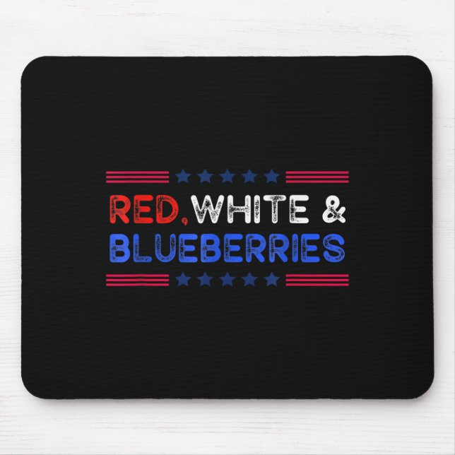 Funny Retro Red, White And Blueberries Patriot  Mousepad (Vorne)