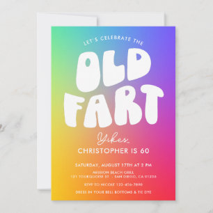 Funny Retro Regenbogen Alte Furz jedes Lebensalter Einladung