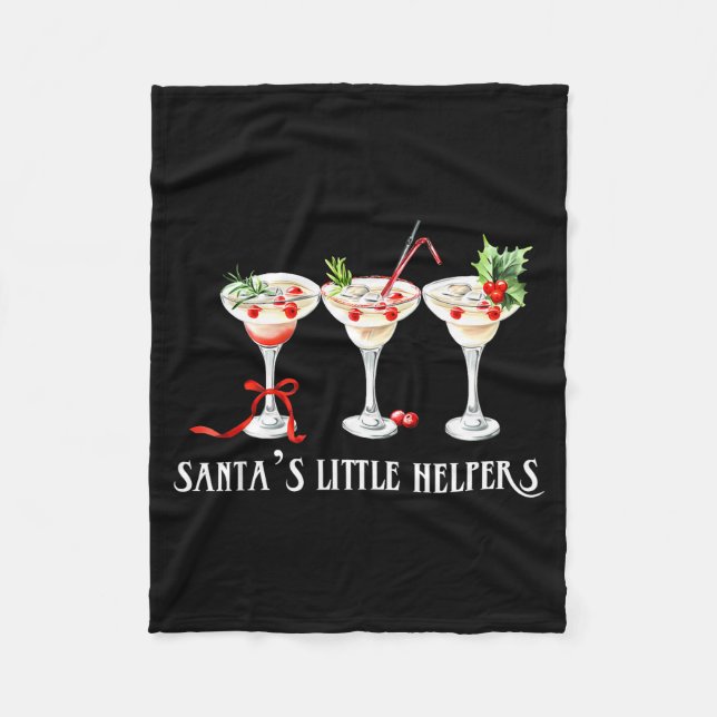 Funny Retro Santa's Little Helper Martini Merry Ch Fleecedecke (Vorderseite)