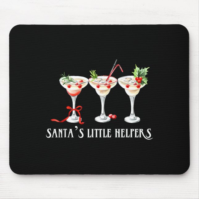 Funny Retro Santa's Little Helper Martini Merry Ch Mousepad (Vorne)
