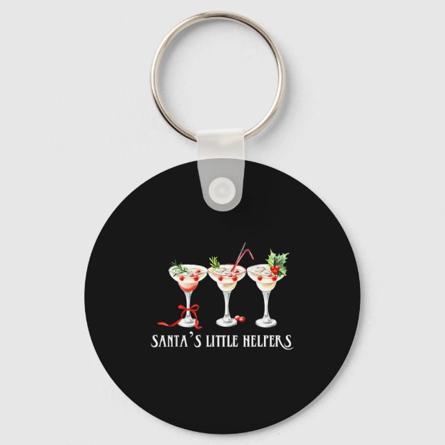 Funny Retro Santa's Little Helper Martini Merry Ch Schlüsselanhänger (Vorderseite)