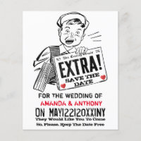Funny Retro Save the Date Einladung