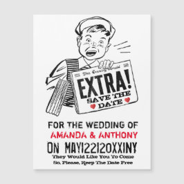 Funny Retro Save the Date Magnetkarte