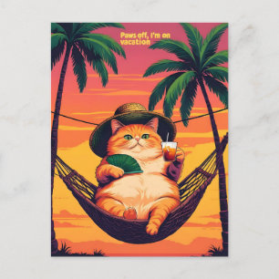 Funny Retro Sommerkatzenurlaub Feiertagspostkarte