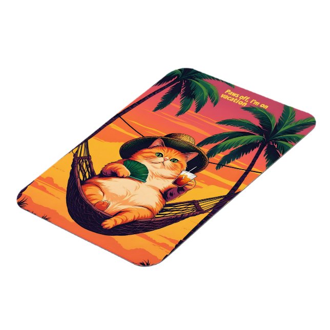 Funny Retro Sommerkatzenurlaub Magnet (Linke Seite)
