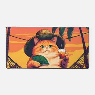 Funny Retro Sommerkatzenurlaub Schreibtischunterlage