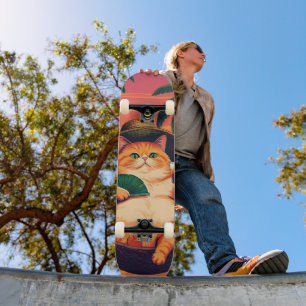 Funny Retro Sommerkatzenurlaub Skateboard