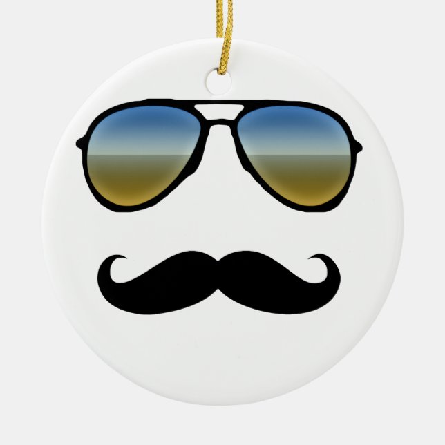 Funny Retro Sonnenbrille mit Mustache Keramik Ornament (Vorne)