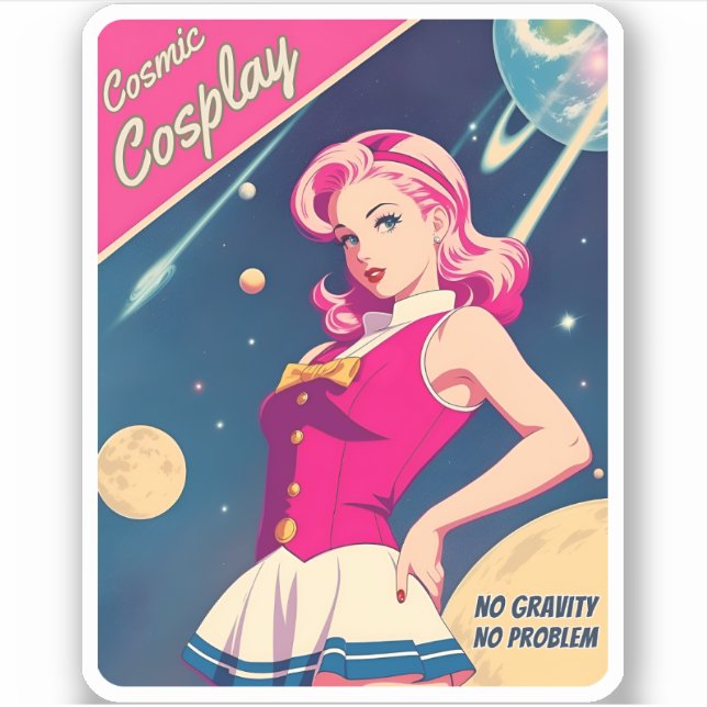 Funny Retro Style Japan Kawaii Cosplay Spaß Aufkleber (Vorderseite)