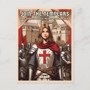 Funny Retro Style Mittelalterliches Templer Ritter Postkarte