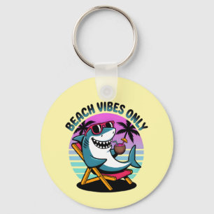 Funny Retro Summer Shark Beach Vibes Nur Schlüsselanhänger