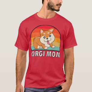 Funny Retro Sunset Corgi Mama Doppy Puppy Lover Gr T-Shirt