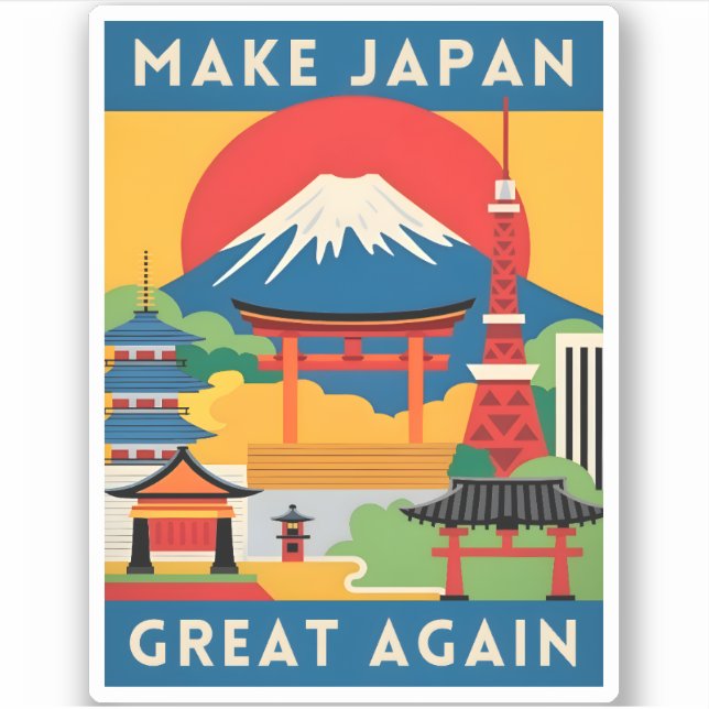 Funny Retro Travel Japan Tourismus Spaß Aufkleber (Vorderseite)