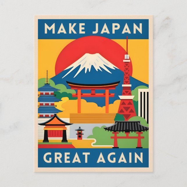 Funny Retro Travel Japan Tourismus Spaß Postkarte (Vorderseite)