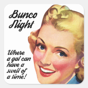 Funny Retro Vintag Bunco Player Swell of a Time Quadratischer Aufkleber
