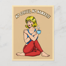 Funny Retro Vintage Coffee Yoga Humor Pop Art  Postkarte