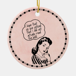 Funny Retro Vintager Buchclub Keramik Ornament