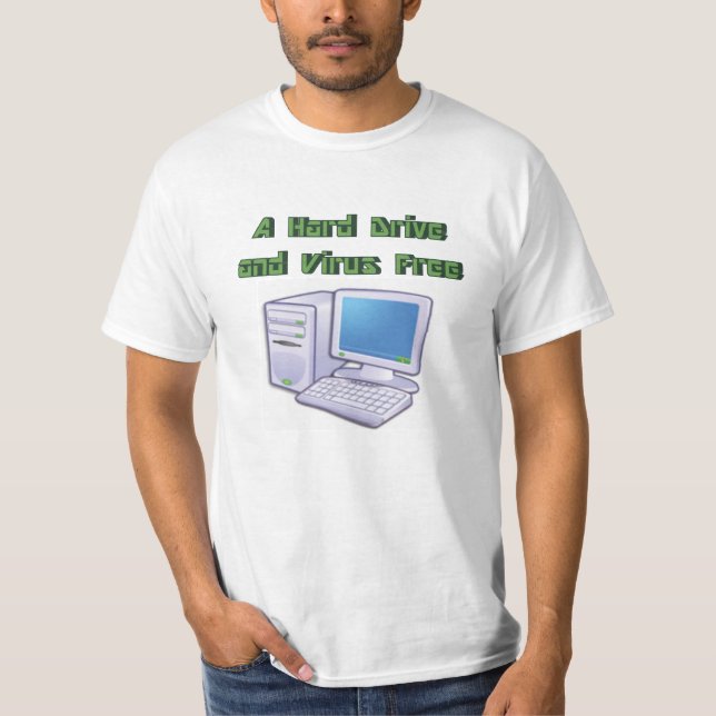 Funny Retro Virus Free Computer Geek Nerd T-Shirt (Vorderseite)