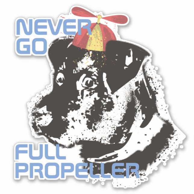 Funny Retrohundpropeller mit personalisiertem Aufk Aufkleber (Vorderseite)