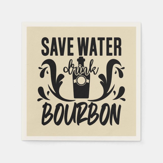 Funny rett water drink bourbon word art serviette (Vorderseite)