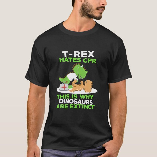 FUNNY REX HATES CPR SHIRT Niedlich Dinosaur Meme S (Vorderseite)