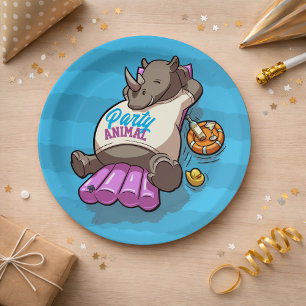 Funny Rhino Party Animal Pool Aufblasbarer Cartoon Pappteller