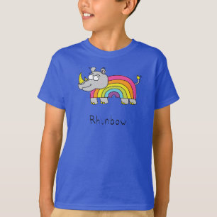 Funny Rhino Rainbow Niedlich Kids Cartoon T-Shirt