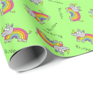 Funny Rhino Rainbow Niedlich Rhinoceros Kinder Car Geschenkpapier