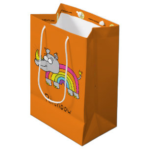 Funny Rhino Rainbow Niedlich Rhinoceros Kinder Car Mittlere Geschenktüte