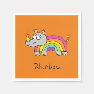 Funny Rhino Rainbow Niedlich Rhinoceros Kinder Car Serviette
