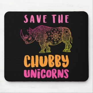Funny Rhino Rett Chubby Unicorns Tierrechte Mousepad