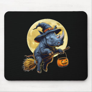 Funny Rhino Witch Hat Pumpkin Halloween-Kostüm Mousepad