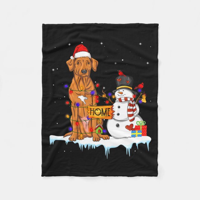 Funny Rhodesian Ridgeback Dog Christmas Snowman Xm Fleecedecke (Vorderseite)