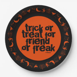 Funny Rhyme Trick oder Treat Halloween Orange Blac Pappteller