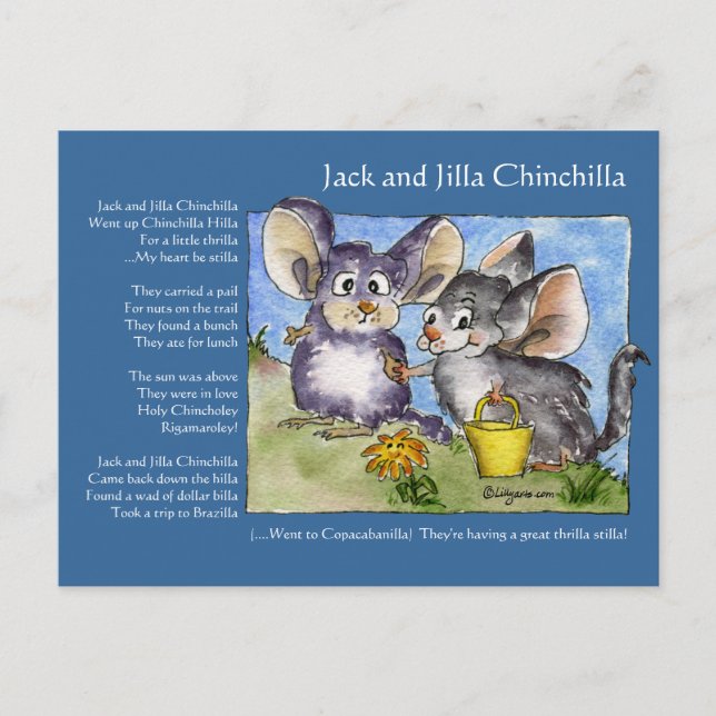 Funny Rhymes Chinchilla Liebe Postcard Postkarte (Vorderseite)