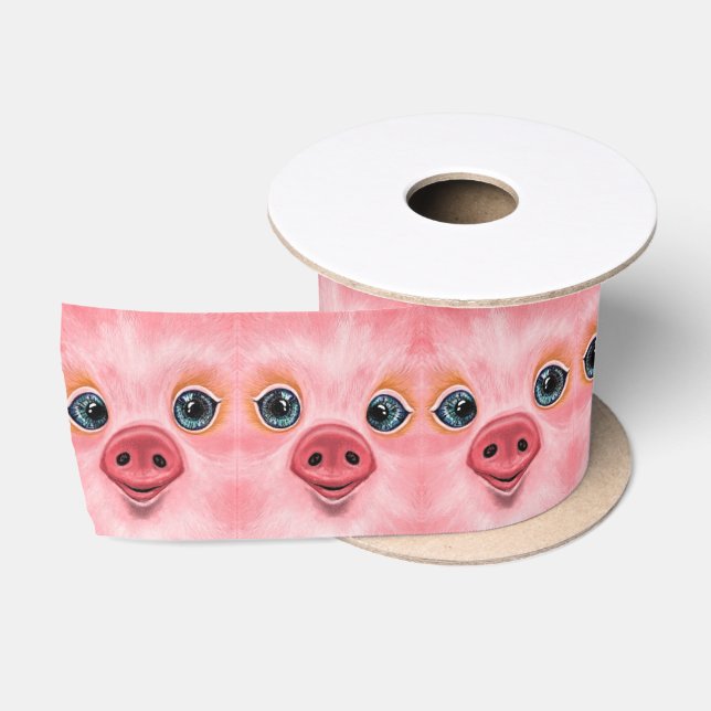 Funny Ribbon Geschenk mit Pink Baby Pig - Lächeln Satinband (Spule)