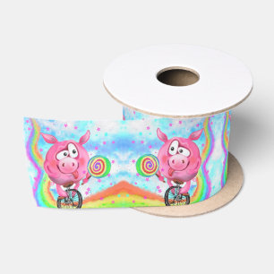 Funny Ribbon Gift Circus Acrobat Pig Cyclist Satinband