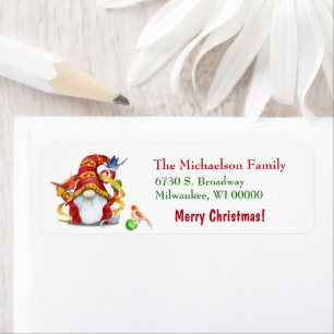 Funny Ribbon Gnome Birds Holiday Rücksendeadresse