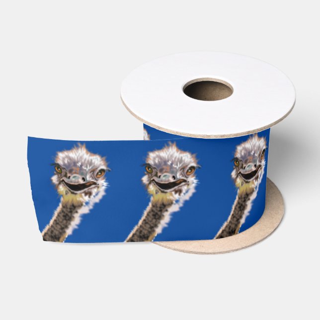Funny Ribbon mit Happy Ostrich - Farbe wählen Satinband (Spule)