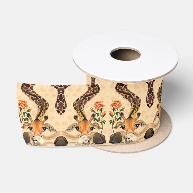 Funny Ribbon Romantische Giraffe mit Rose Satinband (Spule)