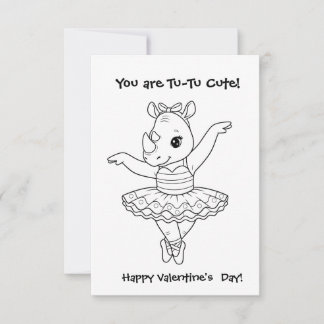 funny RIHNO Coloring Maze Classroom Valentine Dankeskarte