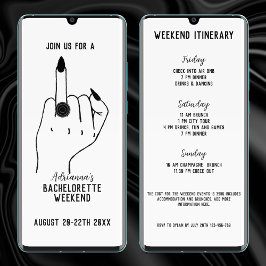 Funny Ring Finger Bachelorette Weekend Itinerary Einladung