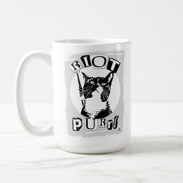 Funny Riot Purrul Girl Punk Cat Design Kaffeetasse (Links)