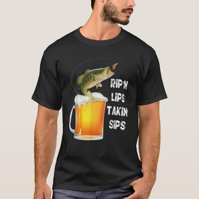 Funny Rip n Lips Angeln T-Shirt (Vorderseite)