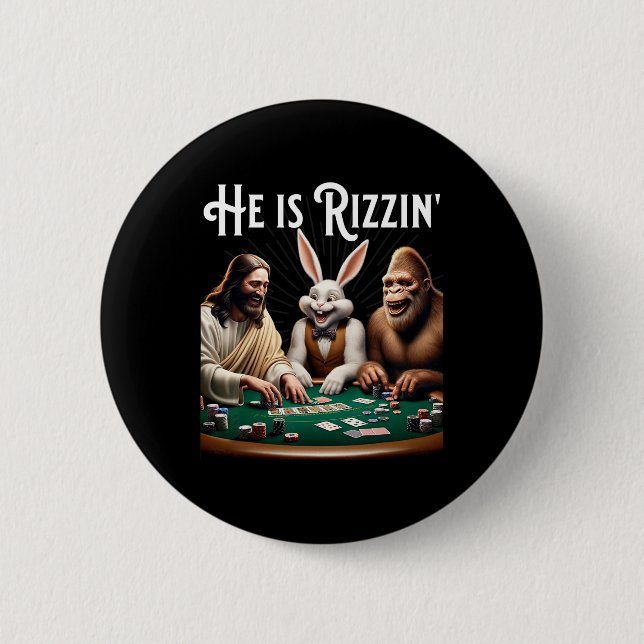 Funny Rizz Er Rizzin Jesus Button (Vorderseite)