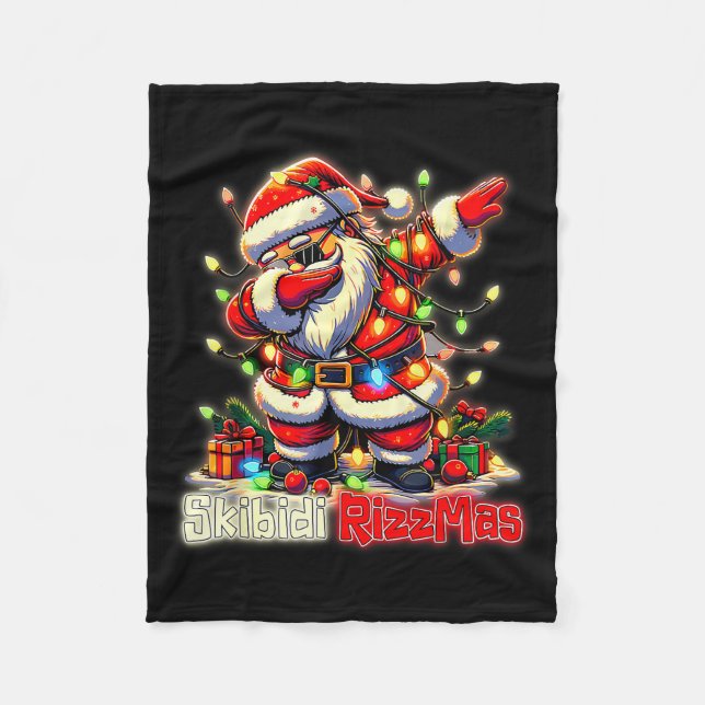 Funny Rizz Santa Claus Dabbing Christmas Skibidi R Fleecedecke (Vorderseite)