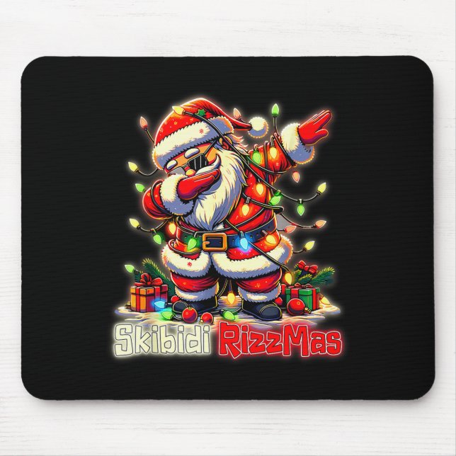 Funny Rizz Santa Claus Dabbing Christmas Skibidi R Mousepad (Vorne)
