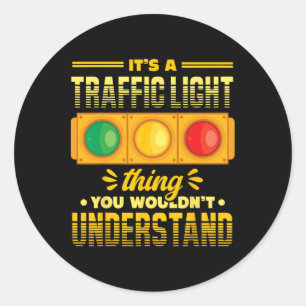Funny Road Traffic Light Lover Runder Aufkleber